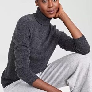 Charter Club Luxury Cashmere Dark Gray Turtleneck Sweater Top Nwot Small Pettite